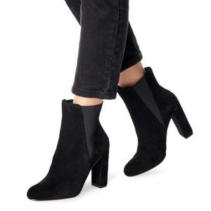 Steve Madden Black Suede Effect Block Heeled Booties Size 8M